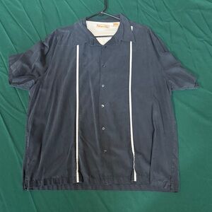 The Havanera Co Bowling Shirt XXL Black Cream Retro Camp Shirt Short Sleeve